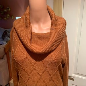 NEW YORK & CO. Burnt Orange Sweater Dress, with Cowl Neck. Midi. Long sl…